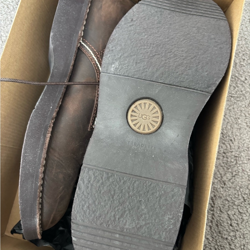 UGG Men's Brown Leather Boots - Picture 4 of 4